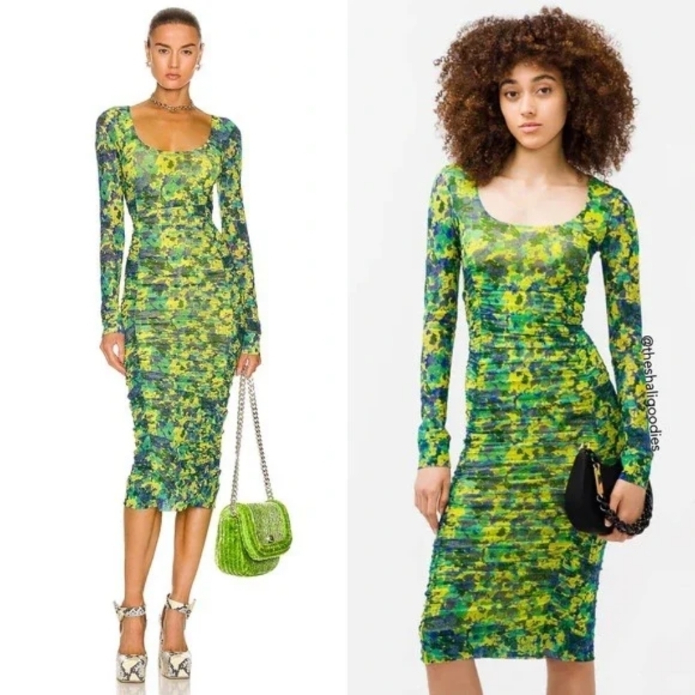 Ganni Stretch Dress T3135 size 34 sulphur